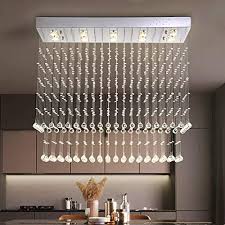 Choose from handsome and innovative designs by the biggest names in lighting. Buy Rectangular Raindrop Crystal Chandelier Modern Flush Mount Led Ceiling Lighting For Kitchen Island Dining Room Chrome L47 2x W11 8x H31 5 Online In Vietnam B0957tswkk