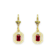 Allie red rectangular stone lever-back 18k of gold plated – Raf Rossi Gold  Plated