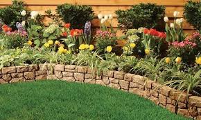 Stone Wall Garden Border In 2020 Stone Walls Garden Landscaping With Rocks Backyard Landscaping