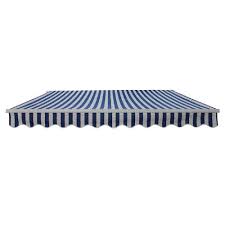 Aleko 12 Ft Manual Patio Retractable Awning 120 In Projection In Blue And White Stripes Aw12x10bwstr03 Hd The Home Depot Retractable Awning Patio Awning Patio Canopy