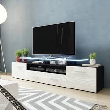 Check out our black and white tv selection for the very best in unique or custom, handmade pieces from our shops. Bmf Evora Black Tv Stand 194cm Wide White High Gloss Led Lights Glass Top