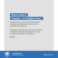 Materi kelas 8 semester 1. Materi Bahasa Inggris Kelas 8 Chapter I It S English Time Studenta