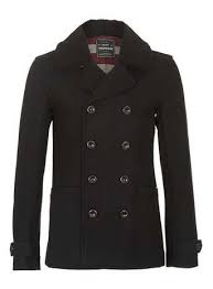Black Wool Borg Pea Coat Topman Topshop Peacoat Men Peacoat Mens Coats