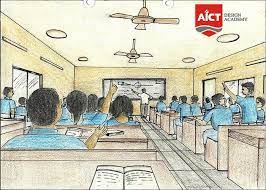 View Of A Classroom From Last Bench Perspective Sketch Perspective Drawing Lessons Perspective Drawing Architecture