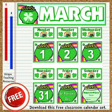 Free Printable March Classroom Calendar For School Teachers