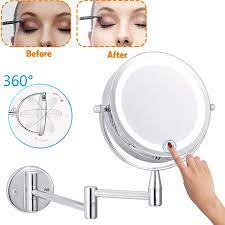 Zadro's cordless led lighted wall mount mirror. 7 Touch Led Lighted Mirror Wall Mount Cosmetic Makeup Mirror 2 Side With 10x Magnifying 360 Adjustable Brightness Silver Walmart Canada