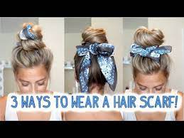 3 Easy Messy Buns With A Hair Scarf Part 2 Long And Medium Hairstyles Youtube Scarf Hairstyles Medium Hair Styles Hair Scarf Tutorial
