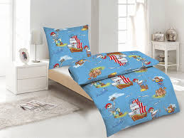 Aminata Kids Coole Jungen Kinder Bettwasche 135x200 Cm Pirat Aus Hochwertige Baumwolle Mit Reissverschluss Blau Pi Bettwasche Kinder Bettwasche Set Bettwasche