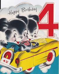 Birthday Card For 4 Year Old Boy Vintage 1960s Happy Birthday 4 Year Old By Poshtottydesignz Vintage Birthday Cards Kids Birthday Cards Old Greeting Cards