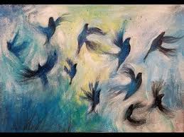 Abstract Bird Paintings On Canvas Abstract Birds In Flight Acrylic Painting Tutorial Live Beginner Step By Step Lesson Youtube Bird Paintings On Canvas Abstract Painting Love Birds Painting