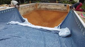While vacuuming, you should adjust the liner with short tugs to eliminate the wrinkles. Inground Swimming Pool Diy Installing Vinyl Pool Liner Replacement Ingroundpools Swimmingpools P Swimming Pool Liners Diy Swimming Pool Vinyl Pools Inground
