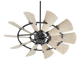 Quorum international metro 52 5 blade indoor ceiling fan with reversible motor, blades and light kit, wall controls, and down rods included. Quorum International Windmill Noir 52 Wide Outdoor Ceiling Fan With Weathered Oak Blades Qm19521069