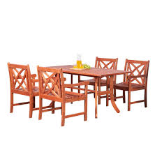 A patio set for six can quickly be when choosing a garden dining set, consider how it complements the rest of the outdoor area. Vifah Malibu Wood 5 Piece Outdoor Dining Set V189set1 The Home Depot