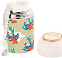 Cartoon Dino Airplane Food Jar, Cute Dinosaur Aircraft Insulated Hot Food  Jars Vacuum 17OZ with Handle Lid for Work Trip Picnic Camping