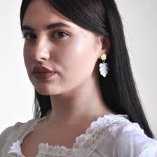 Small White Monstera Leaf Resin Earrings Plant Lover Gift