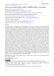 Pdf The Rise Of Online Banks In Italy Widiba Bank Case Study