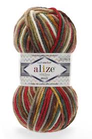 Alize Superlana Maxi Multi Color Orgu Yun Iplikleri Dokuma