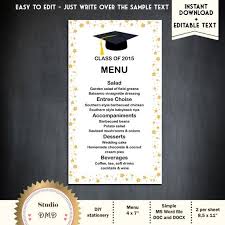 Even without a graphic design background or fancy design software, you can start to design dinner party menus in a few clicks. Printable Menu Card Template Graduation Dinner Menu Template Etsy Menu Card Template Printable Menu Cards Graduation Dinner