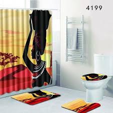 African Woman 4 Sets Bathroom Homedecor Interiordesign Art Showercurtain Girls Bathroom Curtains Shower Curtain Bathroom Shower Curtains