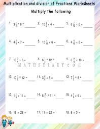 mixed multiplication of fractions worksheets math worksheets mathsdiary com