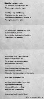Bird Of Hope Poem By Ella Wheeler Wilcox Poem Hunter Comments Page 1