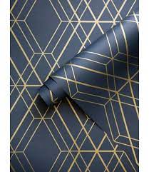 Feel free to send us your own wallpaper and. Metro Diamond Geometric Wallpaper Navy Blue And Gold Wow003 Geometric Wallpaper Navy Geometric Wallpaper Blue Wall Decor