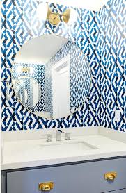 They will add a traditional look to your otherwise boring bathroom. White And Blue Geometric Bathroom Wall Tiles Transitional Bathroom