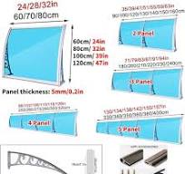 Amazon.com: Toldo para ventana de 32 x 138 pulgadas, cubierta frontal con  soporte de acero de plástico, soporte dorado, panel azul, toldo para puerta  ...