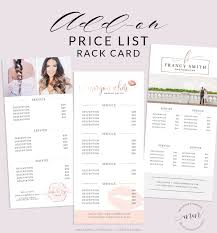 Price List Template Rack Card Design Makeup Artist Or Etsy Salon Price List Price List Template Rack Cards Design