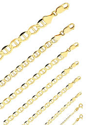 14k Yellow Gold Necklace Flat Mariner Chain Men Women 1 5 Mm 7 7 Mm 16