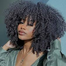 HOT ! Short Afro Very Curly Wigs Short Afro Kinky Curly Human Hair Wig With  Bangs Affordable