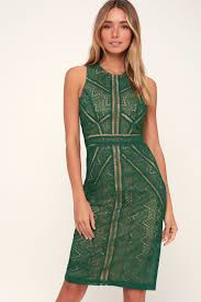 Eve Dark Green Lace Sheath Midi Dress Midi Sheath Dress Green Lace Dresses Green Lace Midi Dress