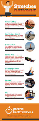 15 Stretches You Should Do Every Day Infographic Yoga Facts Health And Wellness Get Fit