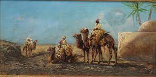 Fogan skin oil (glish trade manager larc). 19thc Antique F Percy Soudan Sudan Orientalist Arab Camel Desert Oil Painting 1821060792