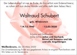 Traueranzeigen von Waltraud Schubert