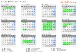 Ferien und feiertage deutschland ferienkalender kostenlos. Kalender 2020 Ferien Nordrhein Westfalen Feiertage