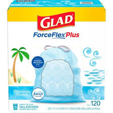 Glad bulk trash bags help to support an active kitchen. Glad Forceflexplus Tall Kitchen Drawstring Light Blue Trash Bags Febreze Beachside Breeze 13 Gal 120 Ct Sam S Club