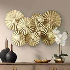 Wall Art Dynasty 33 1 2 Wide Gold Fan Wall Art In 2020 Gold Wall Decor Wall Fans Metal Wall Art Decor