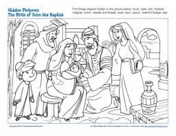 An easy name recognition activity; The Birth Of John The Baptist Hidden Pictures Children S Bible Activities Sunday School Activities For Kids