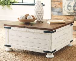 Wystfield Coffee Table White Brown In 2020 Coffee Table Farmhouse Coffee Table Square Coffee Table