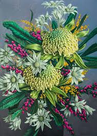 White Waratahs And Boronia By Fiona Craig Flower Painting Flower Art Australian Native Flowers