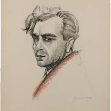 Anselmo Bucci (Fossombrone 1887 • Monza 1955) Autoritratto, 1928 Matita,  sanguigna e lapis su carta 65x50 cm Kabinett Fondo Anselmo Bucci  Inaugurazione: 1 dicembre 2025, ore 19 Montrasio Arte via Edmondo De