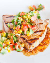 Ginger Garlic Swordfish Recipe With Mango Salsa Recipe Swordfish Recipes Seafood Recipes Mango Recipes