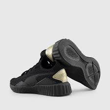 Black And Gold Puma Shoes Puma Women S Defy Varsity Sneakers Black Gold Side Puma Shoes Outfit Black Puma Shoes Sneakers Black