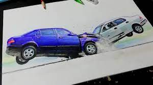 How To Draw A Car Crash / Accident Drawing / Road Accident Drawing - Youtube