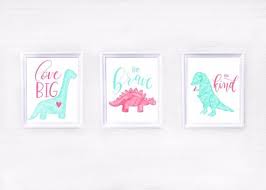 Girl Dinosaur Print Dino Wall Art Nursery Art Pink Etsy In 2020 Dinosaur Room Decor Girl Dinosaur Dinosaur Room