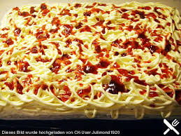 Spaghetti Blechkuchen Lebensmittel Essen Rezepte Spagettikuchen