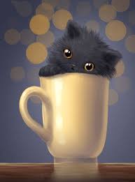 Clearance Cat In A Cup Diamond Painting Cat Art Cats Illustration Crazy Cats