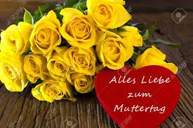 Den zweiten sonntag im mai feiert deutschland als bundesweiten muttertag. Yellow Roses With A Red Heart Made Of Felt With The Words Alles Stock Photo Picture And Royalty Free Image Image 17317504