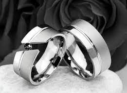 2 Tone Titanium Wedding Couple Rings Set With Black Cz Titanium Wedding Rings Titanium Wedding Ring Sets Wedding Rings Sets His And Hers